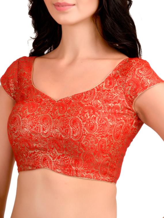 red cotton brocade blouse - 11343436 - Zoom Image - 2
