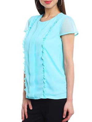 frill detail sheer cap sleeved top - 11358595 - Standard Image - 2