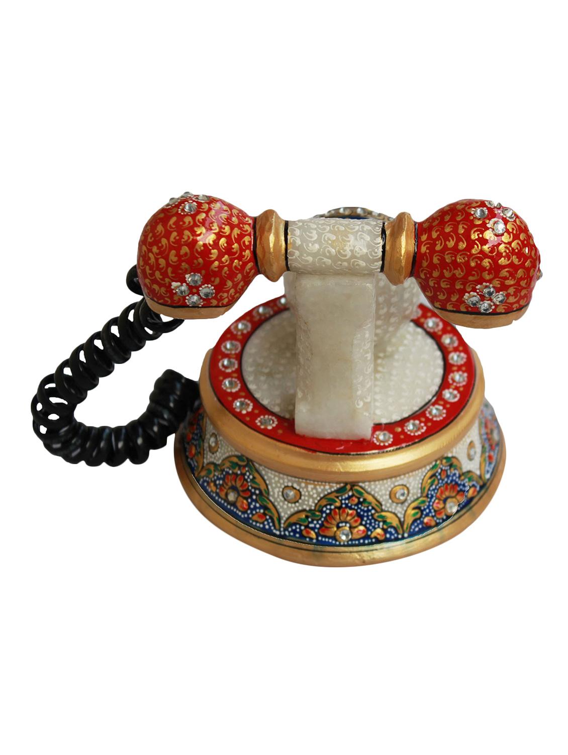 multicolored embellsihed and Painted Marble Telephone With clock - 11359456 - Zoom Image - 2