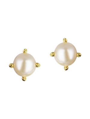 white gold plated studs earring - 11360461 - Standard Image - 2