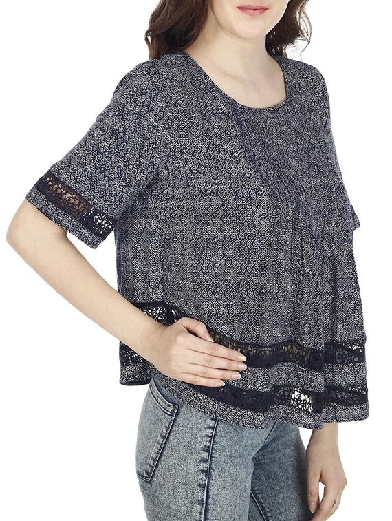 blue rayon printed top - 11362177 - Zoom Image - 2