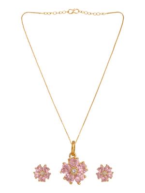 pink gold plated pendant and earrings - 11367180 - Standard Image - 2