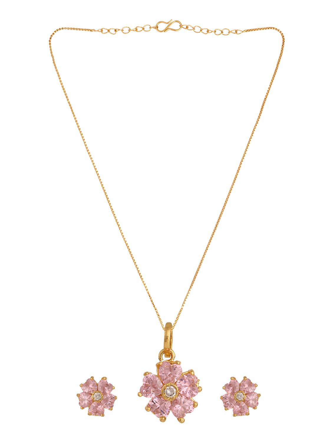 pink gold plated pendant and earrings - 11367180 - Zoom Image - 2