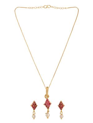 pink gold plated pendant and earrings - 11367188 - Standard Image - 2