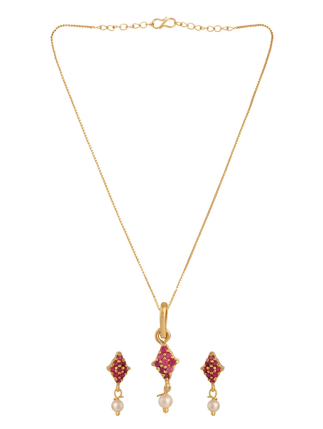 pink gold plated pendant and earrings - 11367188 - Zoom Image - 2