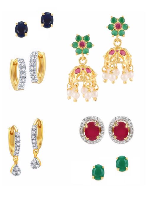 multi colored gold plated drop (set of 4) earrings - 11369993 - Very Small Image - 1