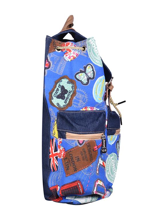 blue canvas printed backpack - 11383098 - Zoom Image - 5