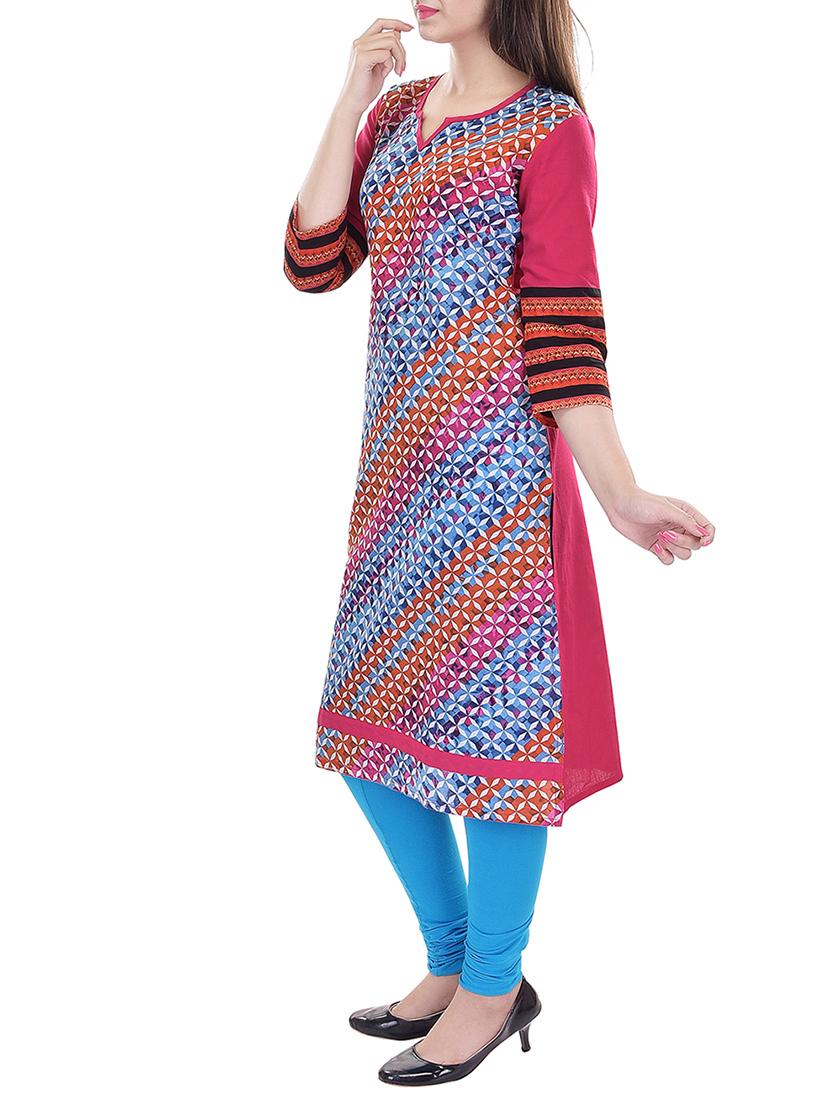 multicoloured cotton printed kurta - 11385172 - Zoom Image - 2
