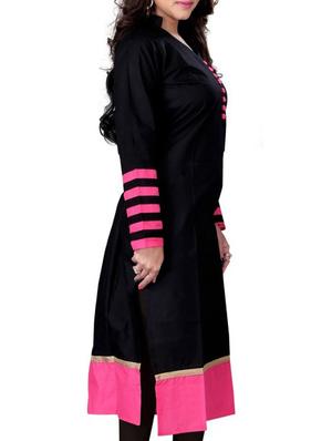 black cotton kurta - 11403357 - Standard Image - 2