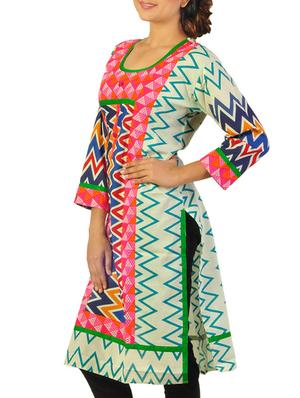 multicolored printed cotton kurta - 11405616 - Standard Image - 2