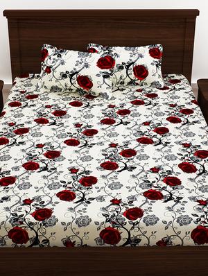 120 TC 100% Cotton Red 1 Double Bedsheet With 2 Pillow Cover - 11413250 - Standard Image - 2