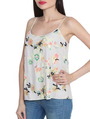 white printed viscose top - 11414675 - Standard Image - 2