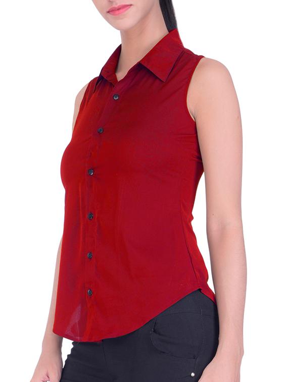 curved hem sleeveless shirt - 11418324 - Zoom Image - 2
