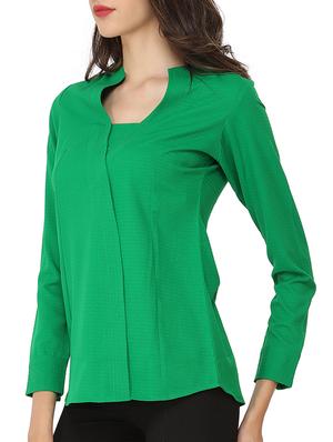 band collar faux wrap top - 11429215 - Standard Image - 2