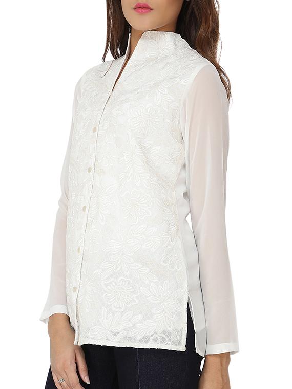 white georgette regular shirt - 11429222 - Zoom Image - 2
