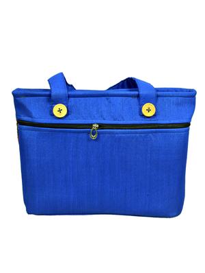 blue printed silk shopping bag - 11432331 - Standard Image - 2