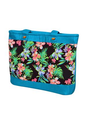 blue floral printed silk shopping bag - 11432335 - Standard Image - 5