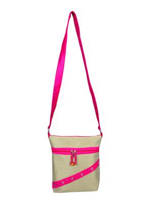 beige and pink silk sling bag - 11432337 - Standard Image - 5