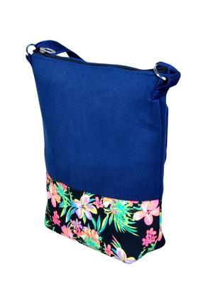 blue floral printed suede sling bag - 11432338 - Standard Image - 2