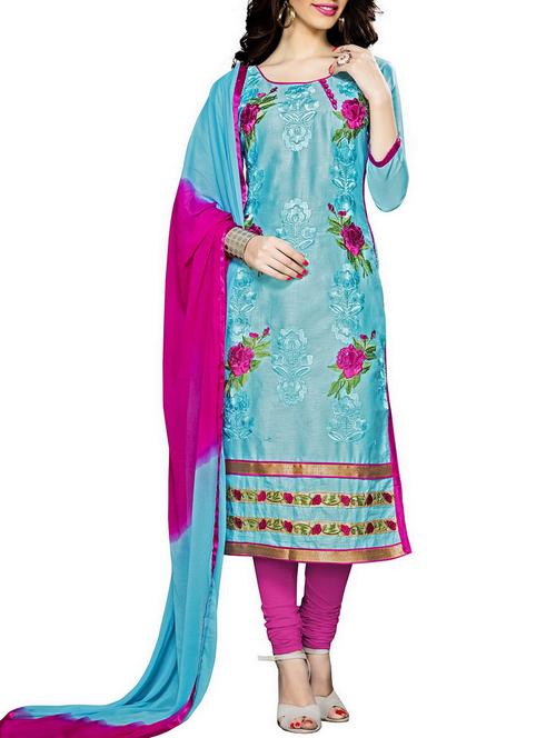 pink cotton churidaar suits unstitched suit - 11435593 - Standard Image - 1