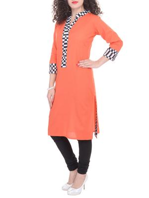 orange printed cotton kurta - 11435823 - Standard Image - 2