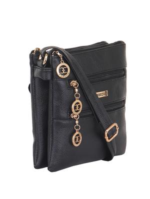 black faux leather sling bag - 11438395 - Standard Image - 5