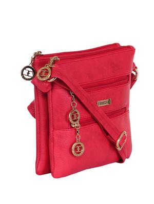 solid red faux leather sling bag - 11438396 - Standard Image - 5