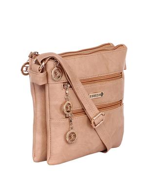 solid beige faux leather sling bag - 11438399 - Standard Image - 5