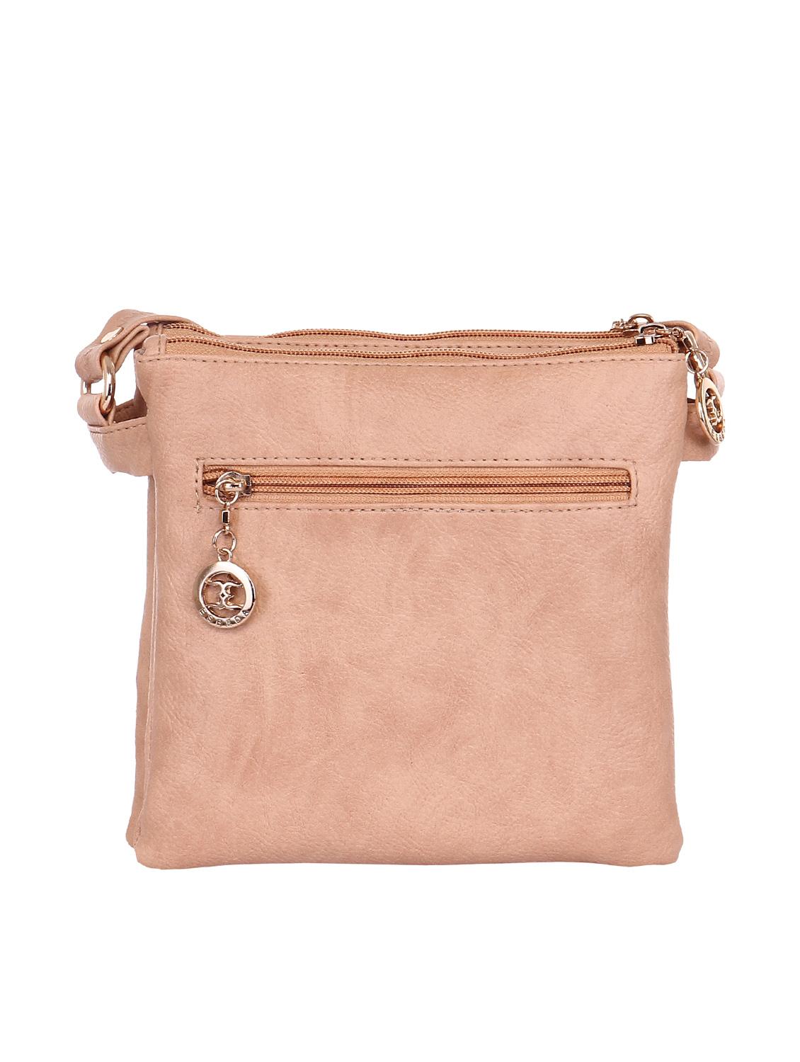 solid beige faux leather sling bag - 11438399 - Zoom Image - 2