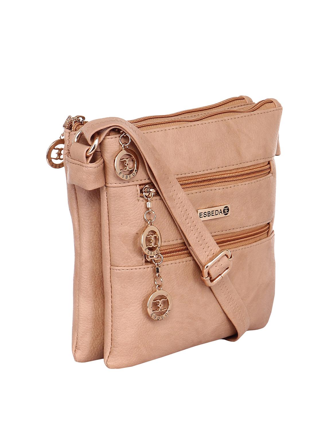 solid beige faux leather sling bag - 11438399 - Zoom Image - 5