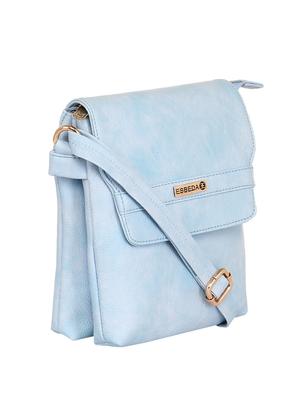 solid light blue faux leather sling bag - 11438403 - Standard Image - 5