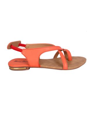 orange faux leather back strap sandal - 11438601 - Standard Image - 2