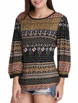 brown printed casual top - 11455819 - Standard Image - 2