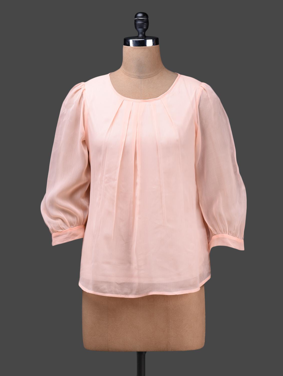 Solid Round Neck Chiffon Top - WISSTLER