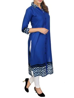 blue cotton kurta - 11464983 - Standard Image - 2