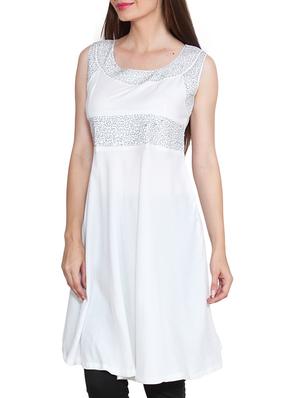 white rayon a-line kurta - 11474573 - Standard Image - 2