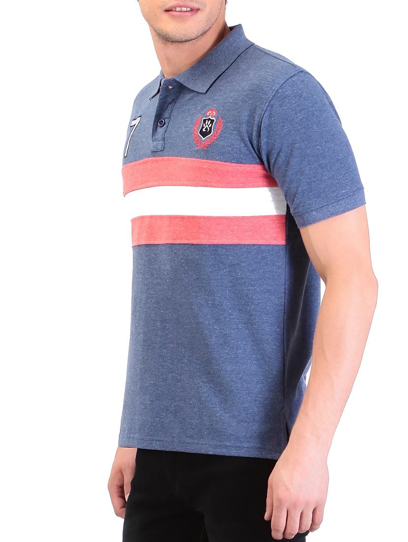 blue color, cotton polo t-shirt - 11477145 - Zoom Image - 2