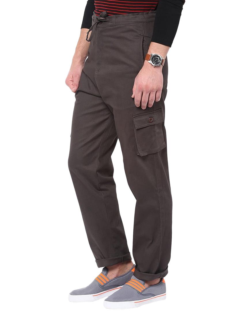 grey cotton cargos casual trousers - 11478583 - Zoom Image - 2