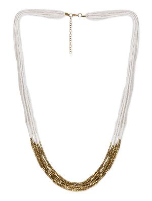 white & golden beaded multilayered neckpiece - 1148010 - Standard Image - 2