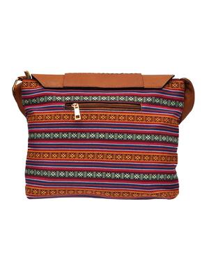 brown leatherette striped sling bag - 11508221 - Standard Image - 2