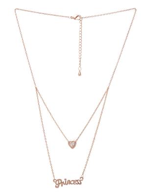 rose gold layered heart and 'princess' pendant necklace - 1151013 - Standard Image - 2