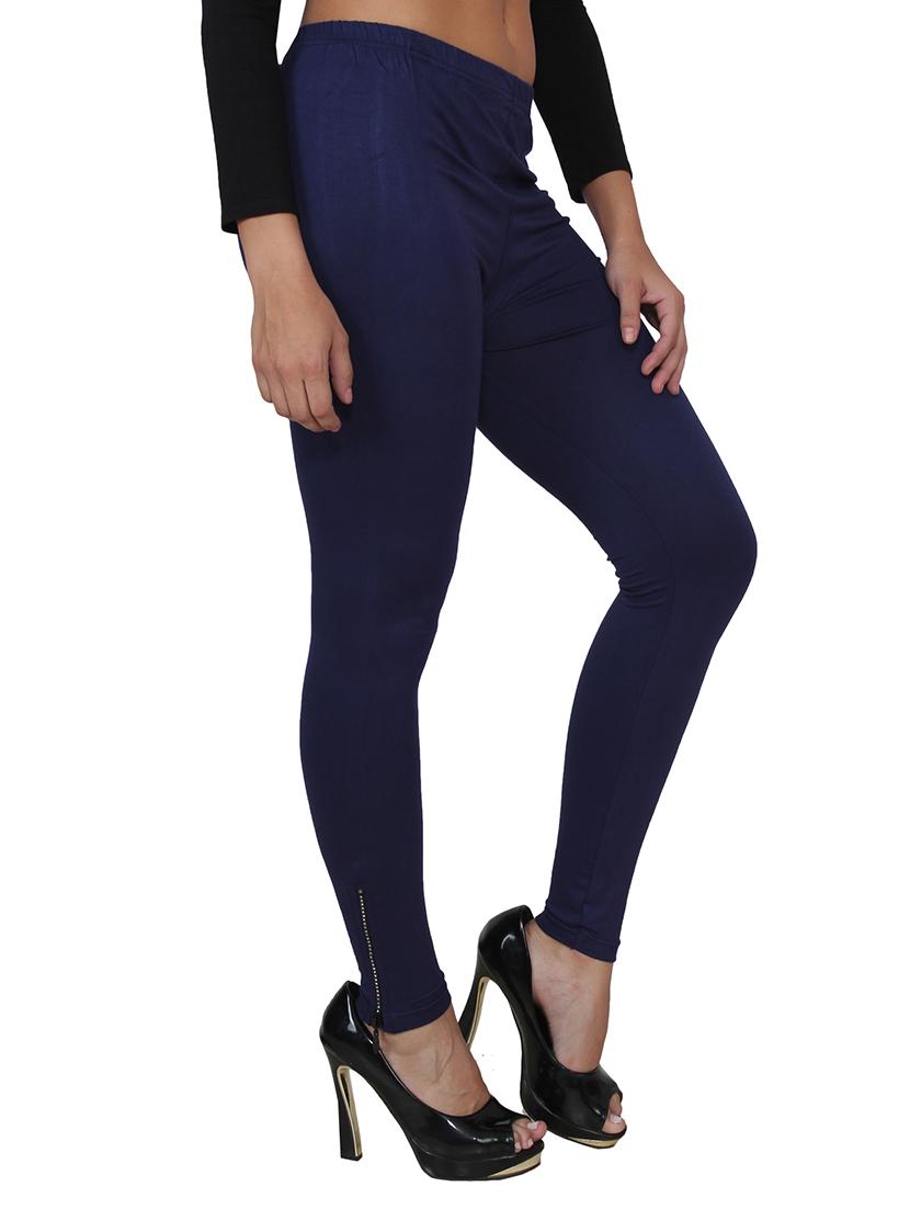 navy blue color, cotton legging with embellished zip - 11512311 - Zoom Image - 2