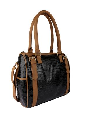 black leatherette textured handbag - 11512621 - Standard Image - 5