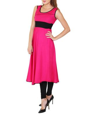 pink viscose flared kurta - 11514952 - Standard Image - 2