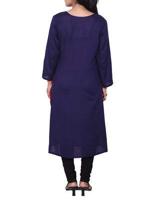 red and blue rayon a-line long kurta - 11515016 - Standard Image - 2