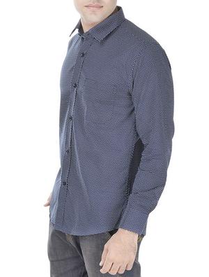 navy blue cotton casual shirt - 11517995 - Standard Image - 2