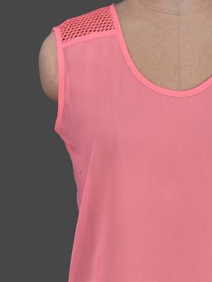coral sleeveless top with cowl back cutout - 1152627 - Standard Image - 2