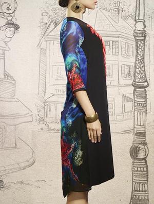 black georgette fusion kurta - 11536220 - Standard Image - 2