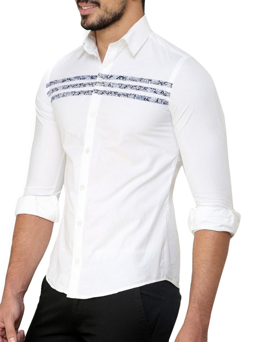 white printed cotton casual shirt - 11536279 - Zoom Image - 2