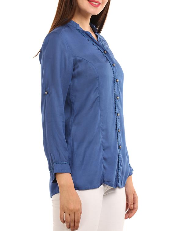 blue viscose regular top - 11554334 - Zoom Image - 2